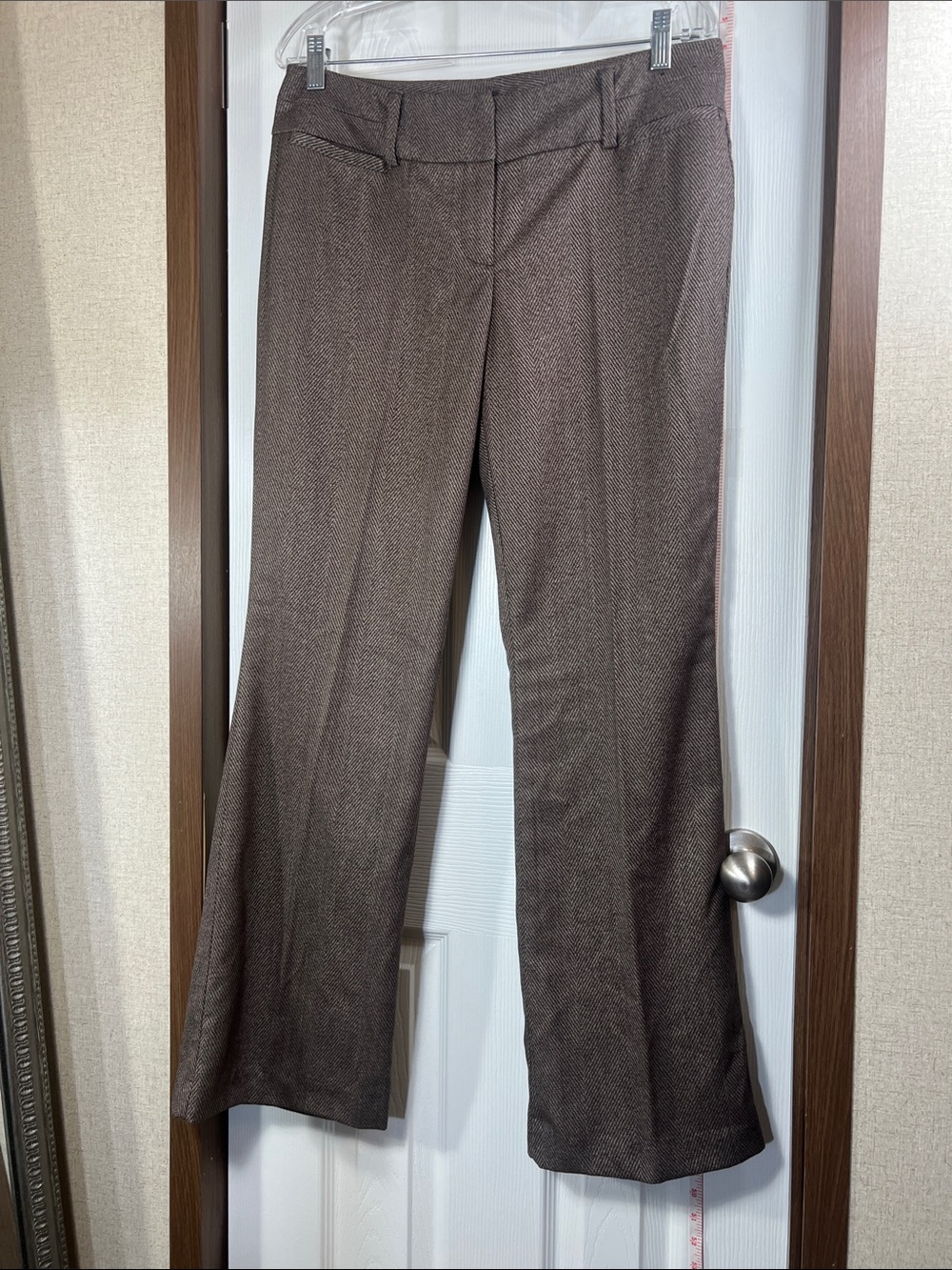 Tailored Brown Boot-Cut Dress Pants